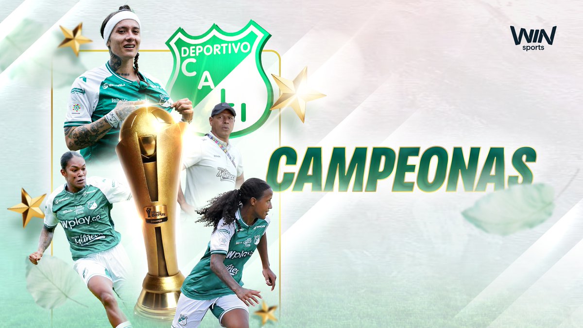 WinSportsTV's tweet photo. 🟢👑 ¡Deportivo Cali alza su cuarta estrella! Mira los goles del triunfo que sella el tricampeonato 'azucarero' ante Santa Fe #FINALFEMENINAxWIN

¡Felicidades, tricampeonas @CaliFemenino! 🏆👇
https://t.co/pJ7WOboqFC https://t.co/dLwI5Q7efr