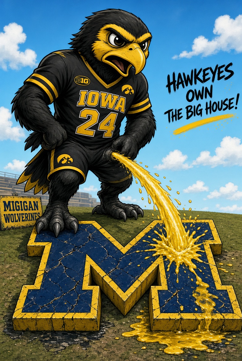 driesenga's tweet photo. Hahahaha #michigan #iowa #wolverines #hawkeyes #michiganvsiowa https://t.co/T67cVD8Dwc