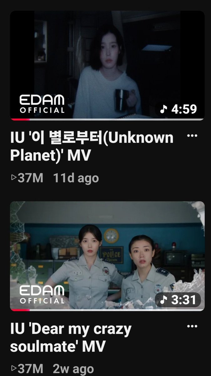 filipe910910's tweet photo. Both of IU’s new MVs "Unknown Planet" (이 별로부터) and "Dear my crazy soulmate" are tied at 37M views on YouTube! 📈🔥
Which one have you been streaming non-stop? 🎧✨
#IU #아이유 #UnknownPlanet #DearMyCrazySoulmate https://t.co/gi4yf9Ywkh