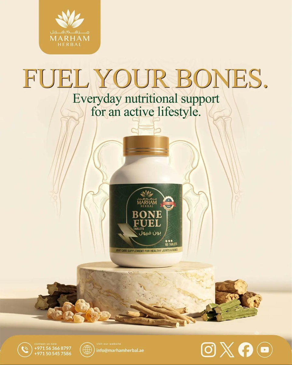 ColtonButkiizm's tweet photo. Fuel your bones. Fuel your movement. Marham Herbal Bone Fuel Tablets support healthy bones and joints as part of your daily wellness routine—helping you stay active, pursue fitness goals, and move with confidence. https://t.co/QpljQTSksz