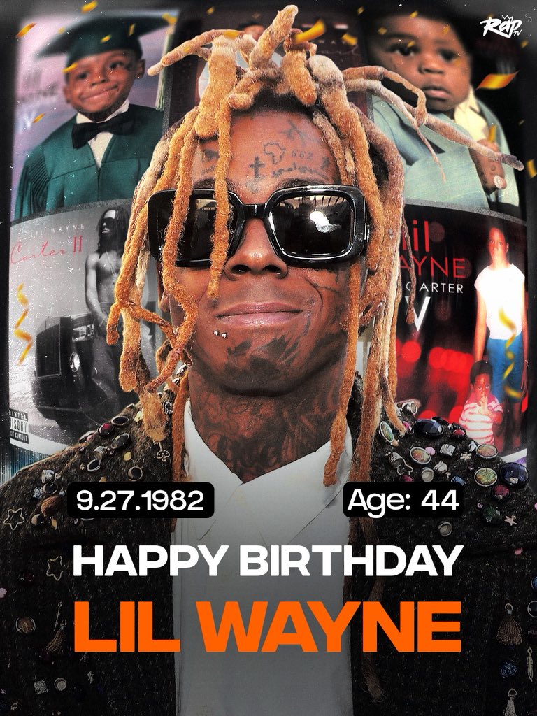 Rap's tweet photo. Happy 44th Birthday to Lil Wayne‼️🎉 https://t.co/zEUei4KwMZ