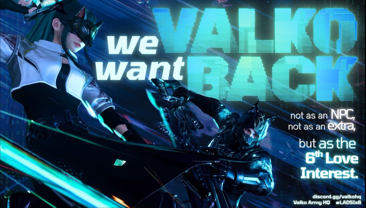 SnarkyNyx's tweet photo. 👀 I don't know about you... but I play LADS for:
• the hot guys
• the lore/story
• the butterflies in my stomach
• the VAs voices
• the artistry

I'm boycotting because I want this game fixed

NOT shut down

Give me MORE hot guys to spend on!

#BringValkoBack #ValkoIsLoved https://t.co/YET4fO6oh1