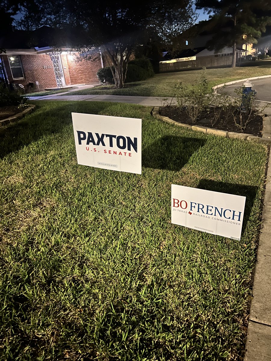 slocumfortexas's tweet photo. Thank you again to my wonderful followers who made this sign delivery day possible!

I dropped off over 30 signs in two hours all over Harris County and took reservations for another 12 more.

If you are in Harris County &amp; need a sign, please DM me.

I have a Paxton sign for you! https://t.co/TTwZa6WvXd