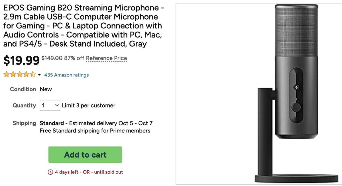 HoomanDeals's tweet photo. OVER $100 OFF! EPOS GAMING B20 STREAMING MICROPHONE #AD 

$19.99 was $149

https://t.co/u54NxRbjkN https://t.co/WMwf7IakFy