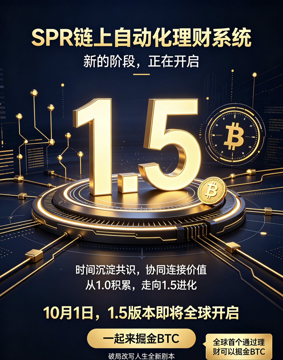 HHuachao's tweet photo. SPR链上自动化理财系统：

新的阶段，正在开启。
时间沉淀共识，协同连接价值。
从 1.0 积累，走向 1.5 进化。
10 月 1 日，1.5 版本即将全球开启。”

🌈

TP钱包→发现→DAPP打开→复制链接
https://t.co/VOd9NBg8SH

全球首个通过理财可以掘金BTC，欢迎各位一起来掘金BTC，破局改写人生全新剧本。 https://t.co/yWptP5JlJ4