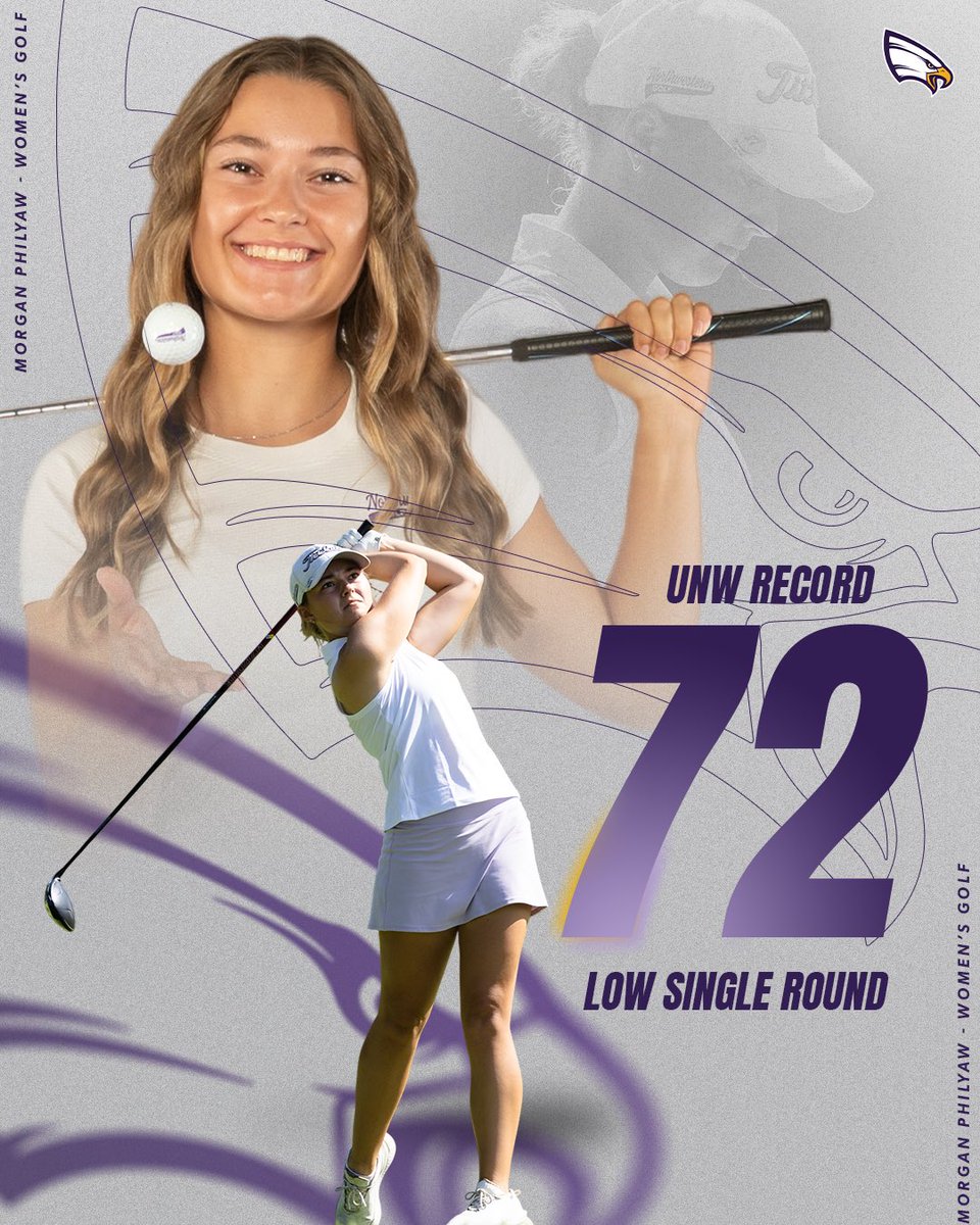 unweagles's tweet photo. ⛳️ Allow Morgan Philyaw to reintroduce herself 🤩

The senior from Jordan tied the @unw_golf low single round program record she already owned a share of with an even-par 72 on Friday at the Midwest Region Classic!

🦅 #CompeteWithPurpose https://t.co/i4DaND1qqM
