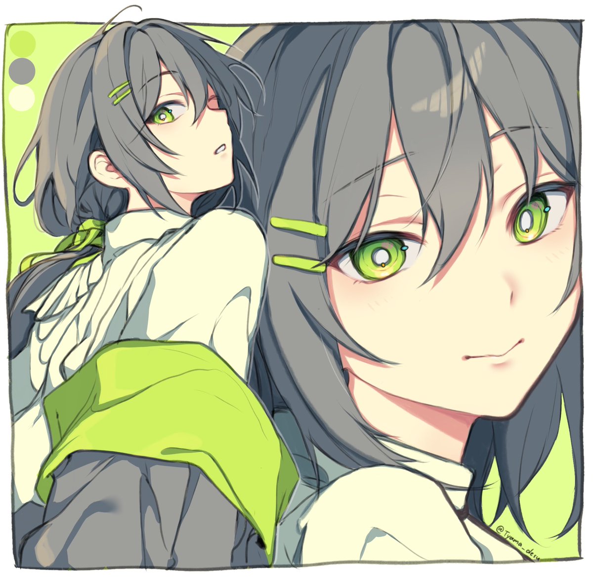 Tyama_desu's tweet photo. 💚🩶🤍
#illustration‌‌ 
#絵描きさんと繋がりたい https://t.co/vN5NnuULVU