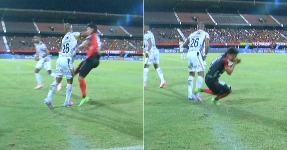 ElVarCentral's tweet photo. 🟥 ES ROJA: Bien expulsado Dennys Quintero de Llaneros por el árbitro Jonnathan Ortiz. Le sacó el codo a Ceballos de Cúcuta cuando venía aterrizando y empleó fuerza excesiva. Lo terminó rompiendo en la boca. Al ser conducta violenta le caerán dos fechas de sanción. https://t.co/zDD3hU5cC5