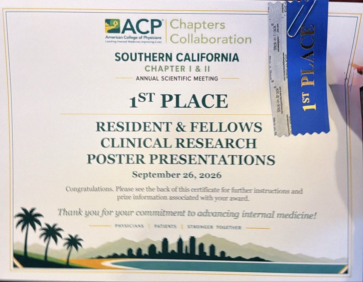GehlawatM's tweet photo. I am thrilled to share that I won 1st Prize at the ACP 2026 Poster Competition for our study on opioid disparities! 🏆

#ACP2026 #MedicalResearch #DVH https://t.co/j8ieMFyexw