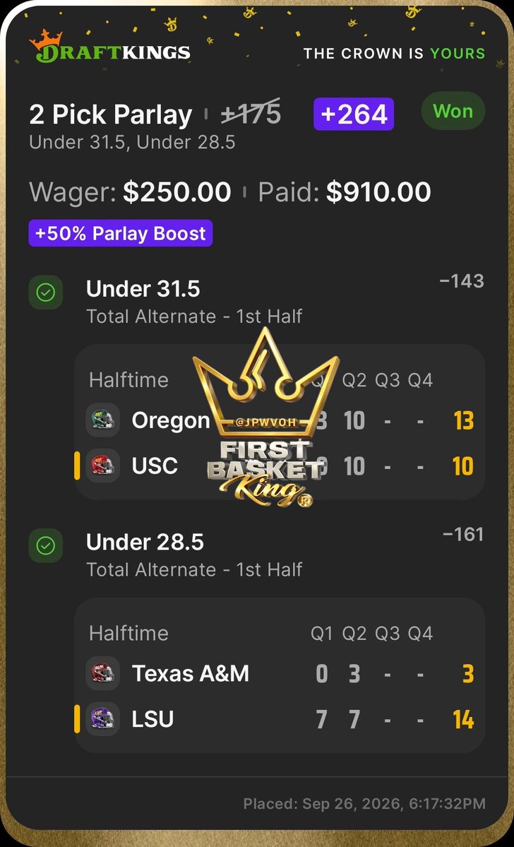 BTBSupport's tweet photo. Another Free Play cash from @JPWVOH ��� 

+264✅
$250 👉 $910 💰💰 

NFL all day tomorrow, plus the start of the WNBA playoffs..Join us: https://t.co/nrJMDxdgY8 https://t.co/lzMNq03gUr