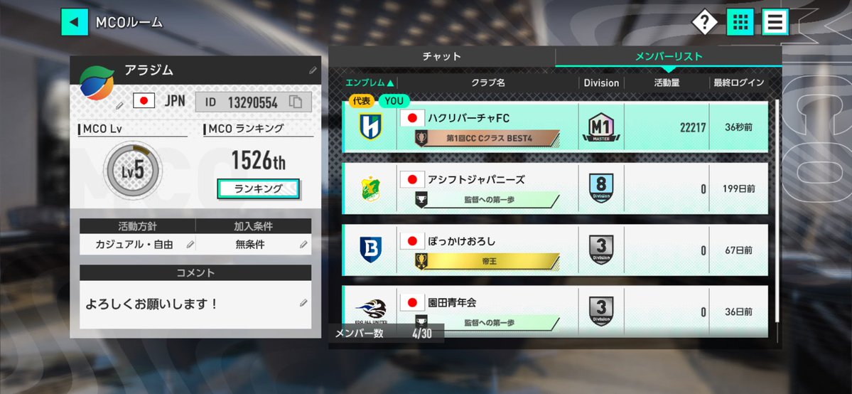 GOkashima2022's tweet photo. #サカつく2026

MCO代表者が未ログインで代表になってしまいました
解散してどこかに入ろうかとも思いましたが1人で育てた愛着もあるし… どうしよう https://t.co/hSNXTc7gfP