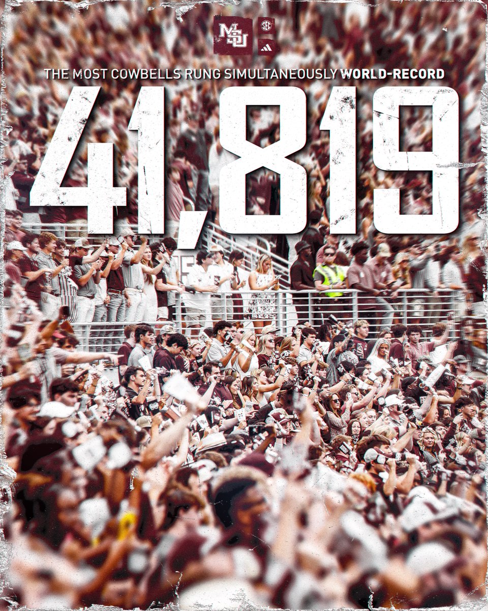HailState's tweet photo. 𝗡𝗘𝗪. 𝗪𝗢𝗥𝗟𝗗. 𝗥𝗘𝗖𝗢𝗥𝗗.

#HailState https://t.co/AOMrpXvx3D