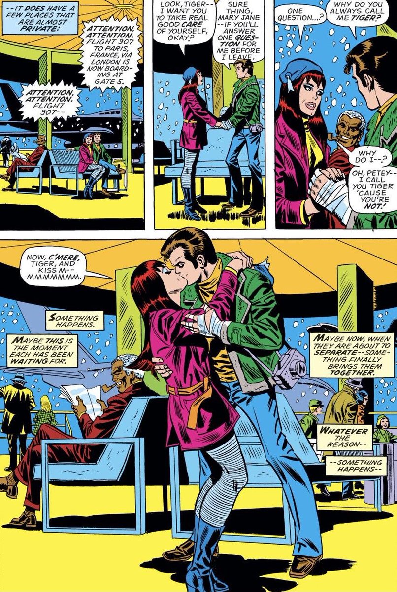 AlecPorBust's tweet photo. The most important kiss in comics! Amazing Spider-Man #144 by Gerry Conway with art by Ross Andru https://t.co/0MD6wLByhk
