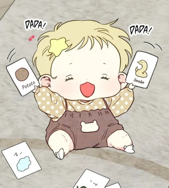 puddingmelons's tweet photo. sungwoon happily holding the cards of his dadas is one of the cutest things ever (^ᗜ^)🥔🐍
&amp; not only did he hold his papa's cards &amp; found the real "🌙" wolhyun 😚😆— it seems he gave little haebom the '아기 (baby)' card she's been holding too 😆🤭🤍 this is so precious 🥹😭🩷💛 https://t.co/omTMNdy8oa