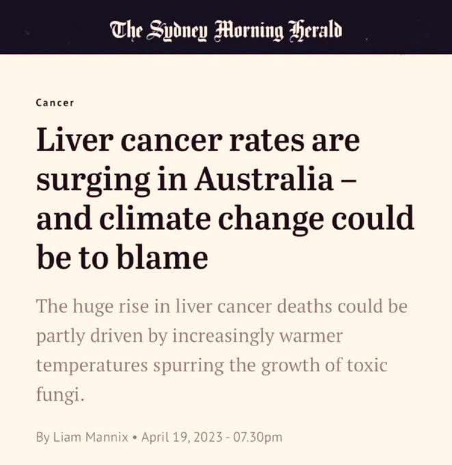 toobaffled's tweet photo. Liver cancer is surging in Australia.

Climate Change … 🤣🤡

Not the shots they lined us up for.
Not the liver stress they said was “rare.”
Not the injuries that were dismissed as coincidence.

If a graph goes up, they blame the weather. If you mention the injections, you’re the problem.

They’ll blame the sun before they look at what’s actually going into people.