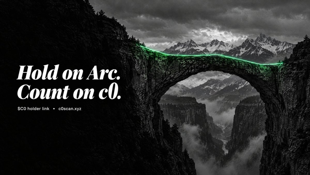 C0scan's tweet photo. The $C0 holder link is live. 🌱

Same wallet, same address on @arc and on c0. Hold 100K $C0 on Arc and that address gets a holder badge on c0scan, the leaderboard and its certificates, plus 10x the daily faucet: 5 tC0.

Nothing to bridge, sign or stake.

https://t.co/6hz7BtfZnY https://t.co/gdKSGUqTZl