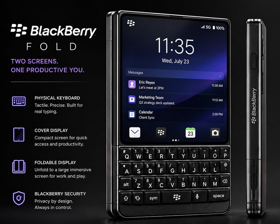 PreRichBear's tweet photo. @blackberrykey @clickskeyboard need a keyboard attachment like samsung did once for the s series but for the samsung fold 8 https://t.co/L70HaxT54h