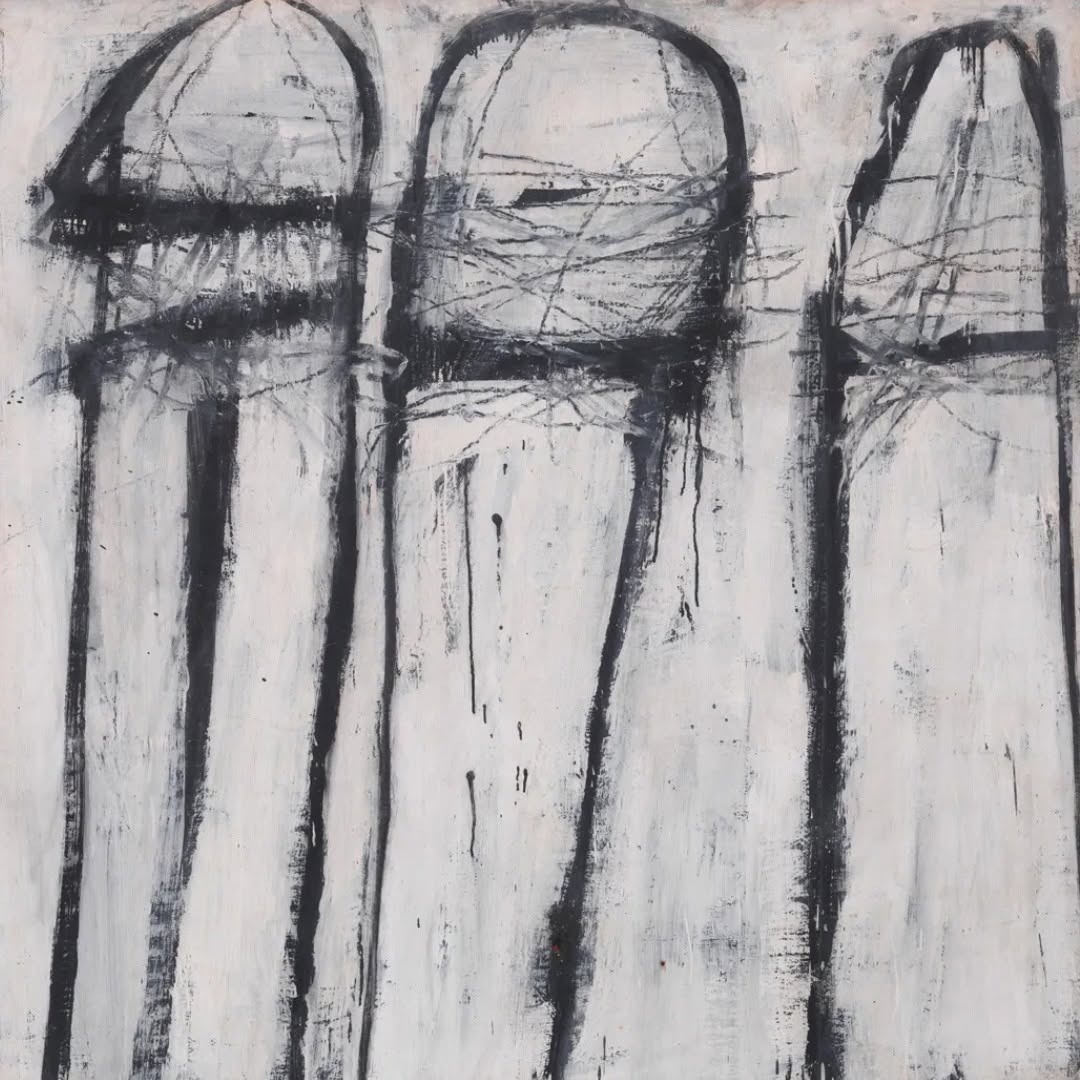 AssunaoCesar's tweet photo. A painting that seems less like a conclusion than the first words of a conversation.

In Untitled [New York City] (1953), Cy Twombly creates three towering, irregular forms with loose lines that appear to search across the canvas. The marks feel rest... https://t.co/fjiI89IFaY