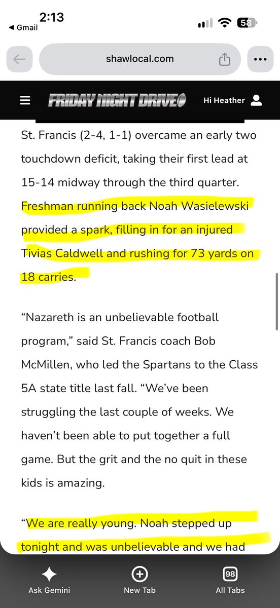 itsnoahwaz26's tweet photo. Had a great opportunity on Varsity against Nazareth for the great team win!

Spartans-25      Nazareth-22

18 carries for 73 yards. https://t.co/gMtFGnRdAs