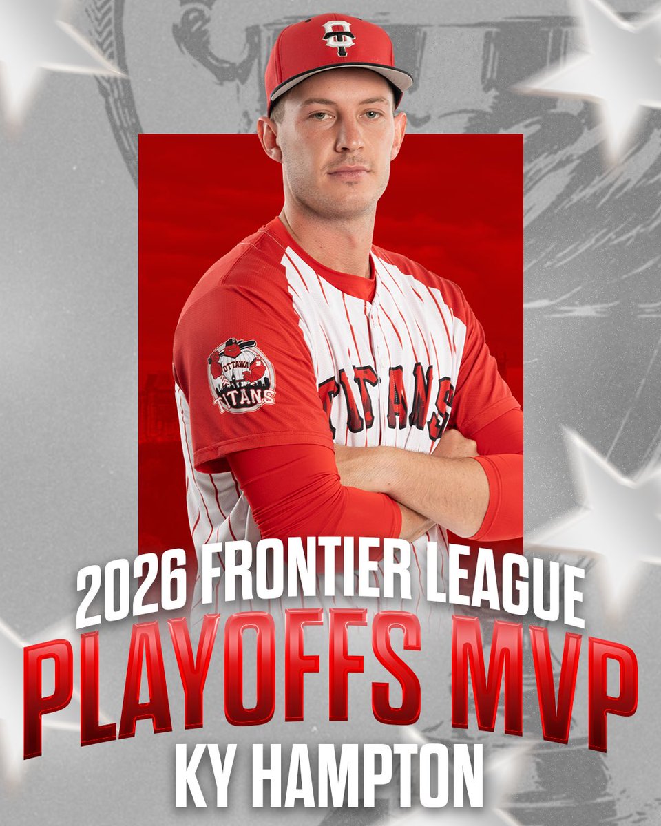 NAprobaseball's tweet photo. Your 2026 Frontier League Playoffs MVP. 

Let's hear it for Ky Hampton from the Ottawa Titans! https://t.co/qdvfbMmlkQ