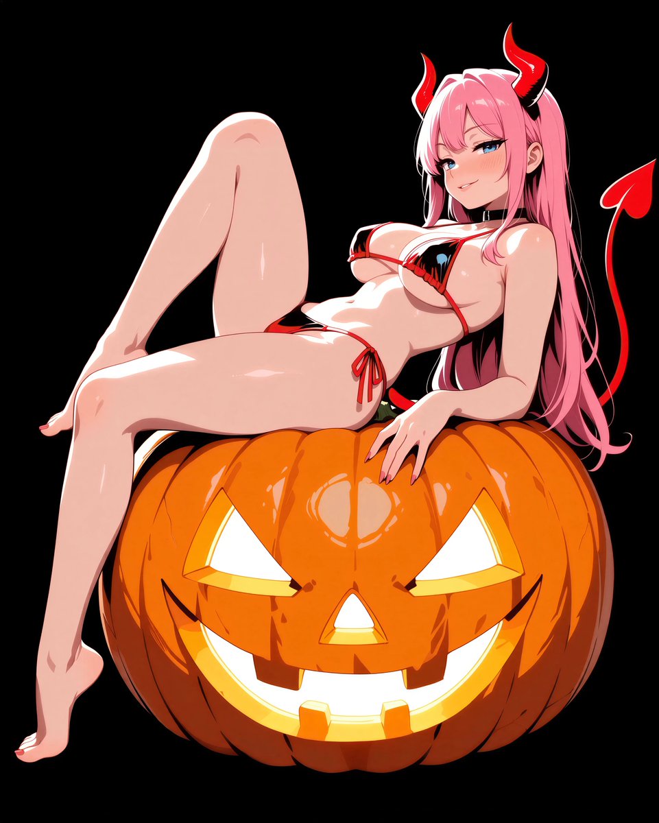 Jonatha89094756's tweet photo. My new favorite vegetable looks better than most of my exes combined. 😂 Just look at this little devil and her pumpkin obsession! All this chaos in high-res is available only for my most loyal fans. Link in bio! 🎃💖
`#AnimeArt` `#DevilGirl` `#Halloween2025` `#DigitalArt` `#Patreon` `#Waifu` `#SpicyArt` `#PinkHair`