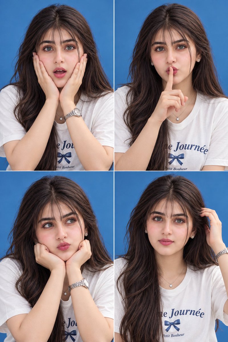 White graphic T-shirt studio editorial style portrait