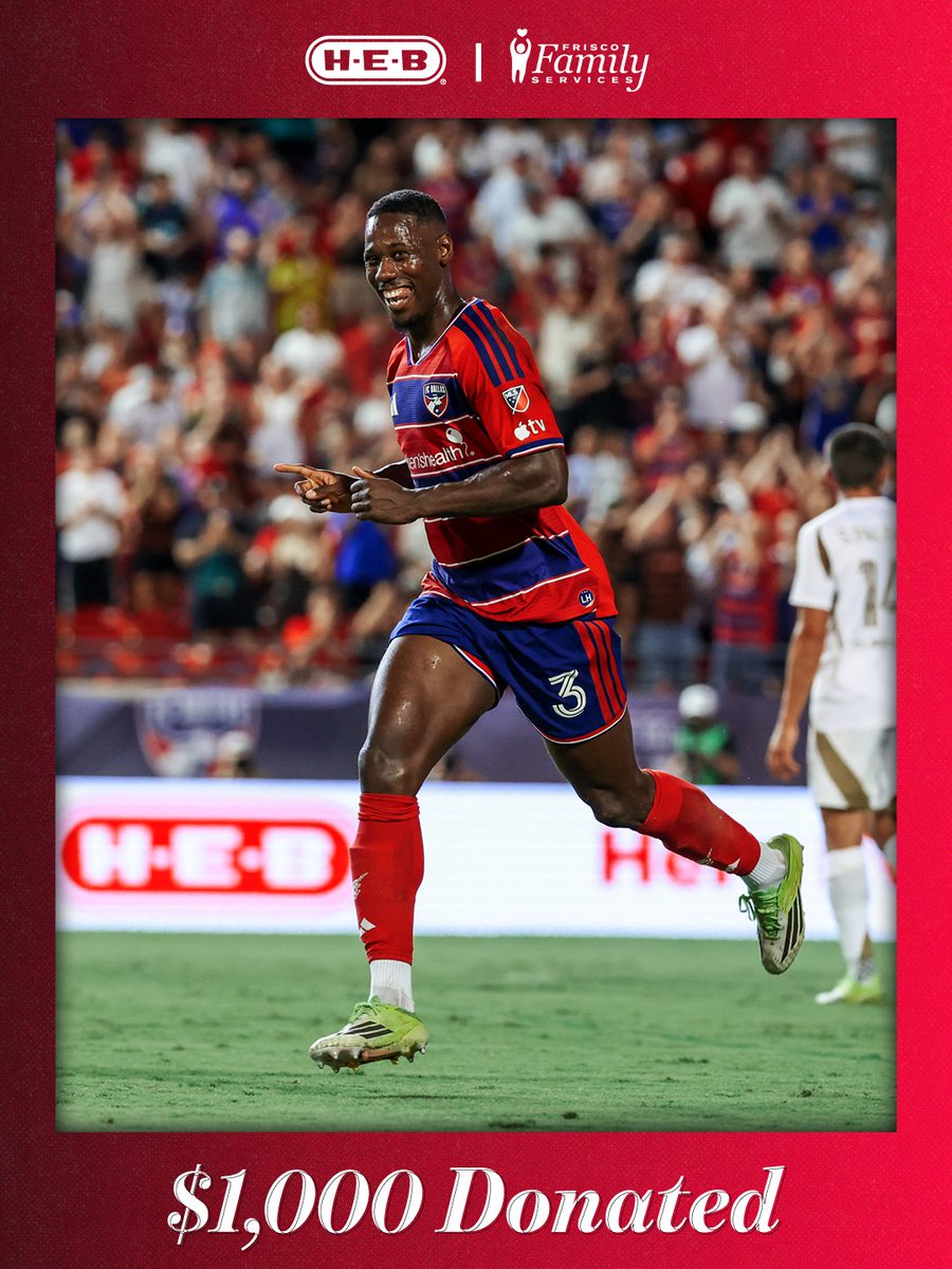 FCDallas's tweet photo. A towering header for a good cause 😊

With Osaze's goal off a corner, @HEB will make a $1,000 donation to Frisco Family Services. https://t.co/oBUmI2sXuo