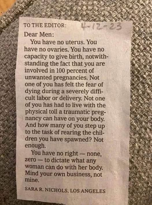 BlisterPearl's tweet photo. The Republican party is just racism and uterus envy now https://t.co/69MVU1q6l0