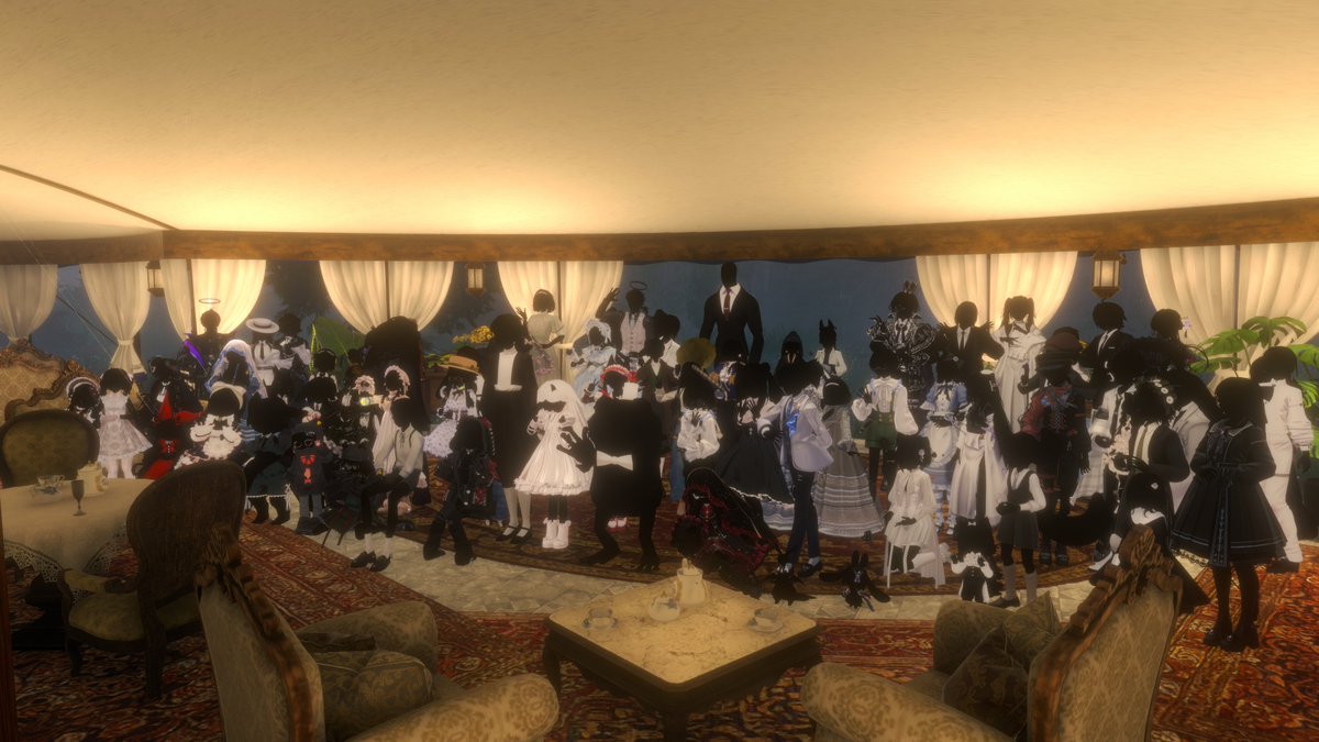 StudioImago_VR's tweet photo. 昨晩 #Ink_Party はお楽しみいただけましたでしょうか。
2インスタンスとも満員となり約180名の皆様にご来場いただきました。

サプライズで素敵な演奏を届けてくださったクロア@ねこのともだち（@kuroa_vrc）様に心より感謝申し上げます。

また来月、皆様にお会いできることを楽しみにしております。 https://t.co/3z9HyEa68e
