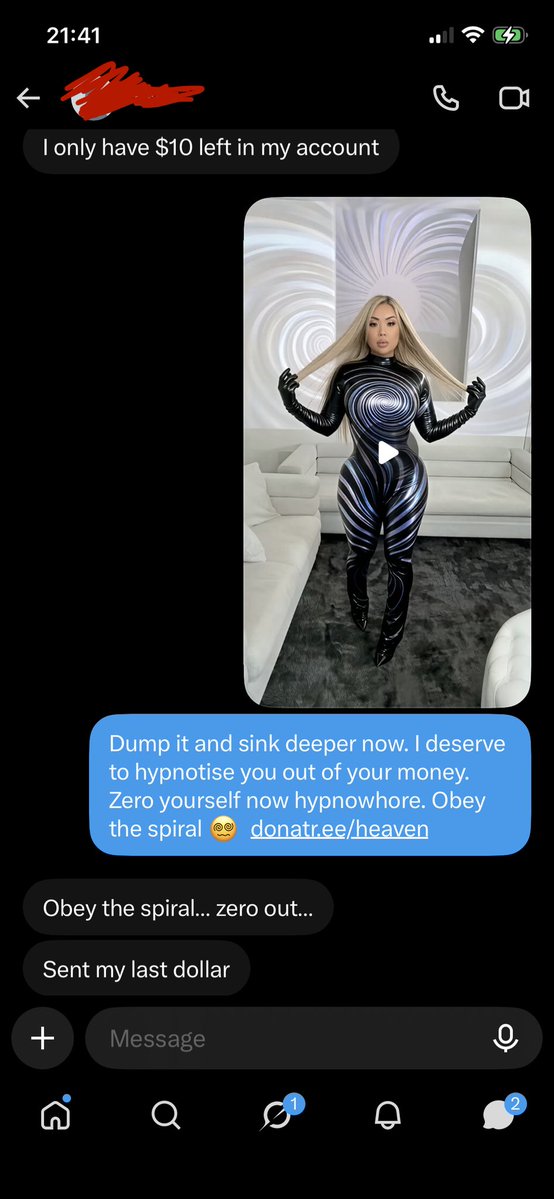 WalletHypnotist's tweet photo. 𝒵𝑒𝓇𝑜𝒾𝓃𝑔 𝓈𝓌𝒾𝓇𝓁𝓈𝓁𝓊𝓉𝓈 𝓌𝒾𝓉𝒽 𝒽𝓎𝓅𝓃𝑜𝓉𝒾𝓈𝓂 😵‍💫

Look how I zero spiralbitches with my hypnotic scamtrance. Obey the spiral 😵‍💫 https://t.co/85NwFizC0o

Hypnospiral catfish findom hypnofindom  hypnosis walletdrain erotichypnosis obeythespiral https://t.co/wReWQVS0kN