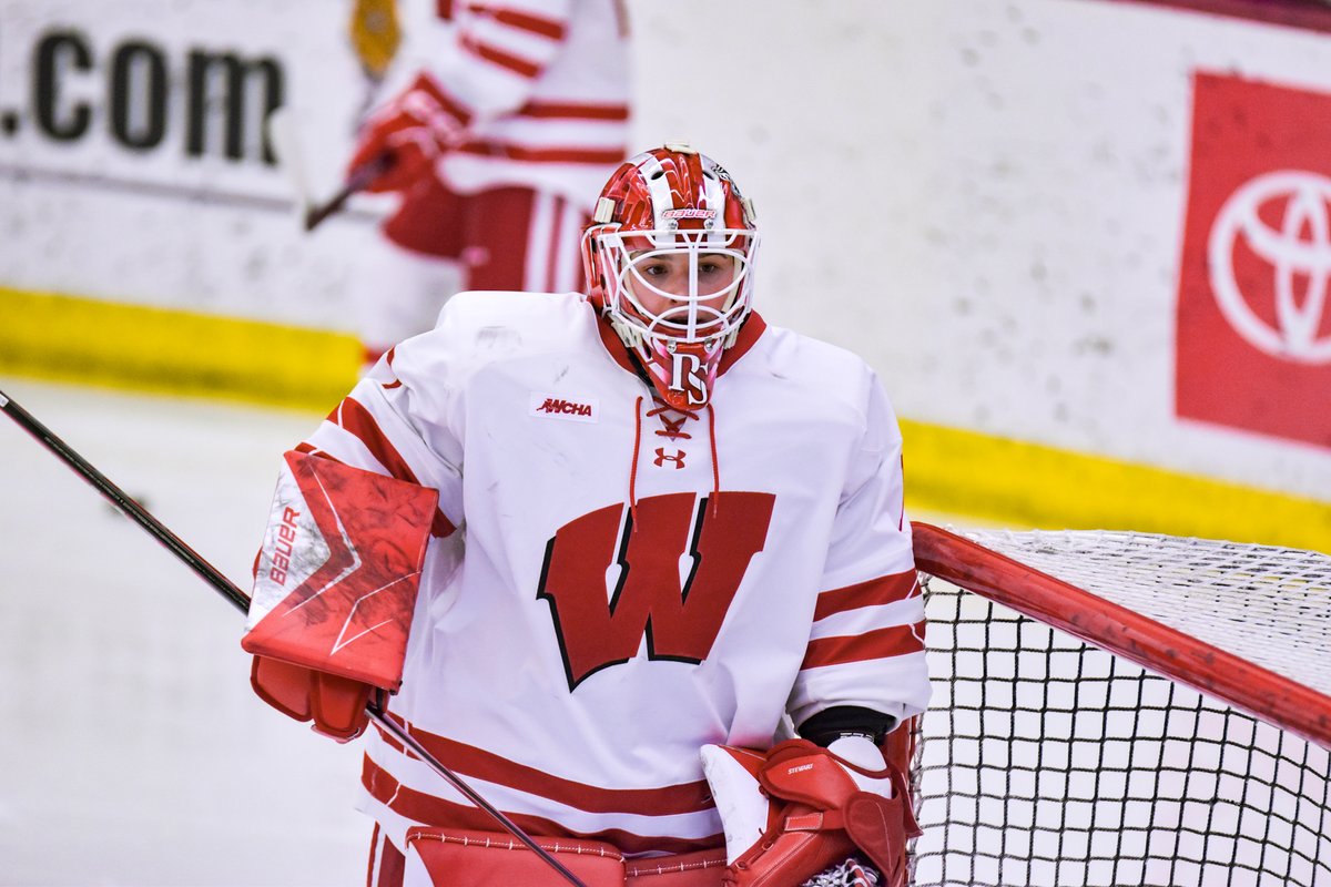 BadgerBreakaway's tweet photo. FINAL

6-0 win for the #Badgers, a season-opening sweep, and a first-career shutout for sophomore goaltender Rhyah Stewart!

Stewart stopped all 26 shots she faced this weekend after stepping in on Friday to relieve an injured Ava McNaughton. https://t.co/EQxJCdfk8a