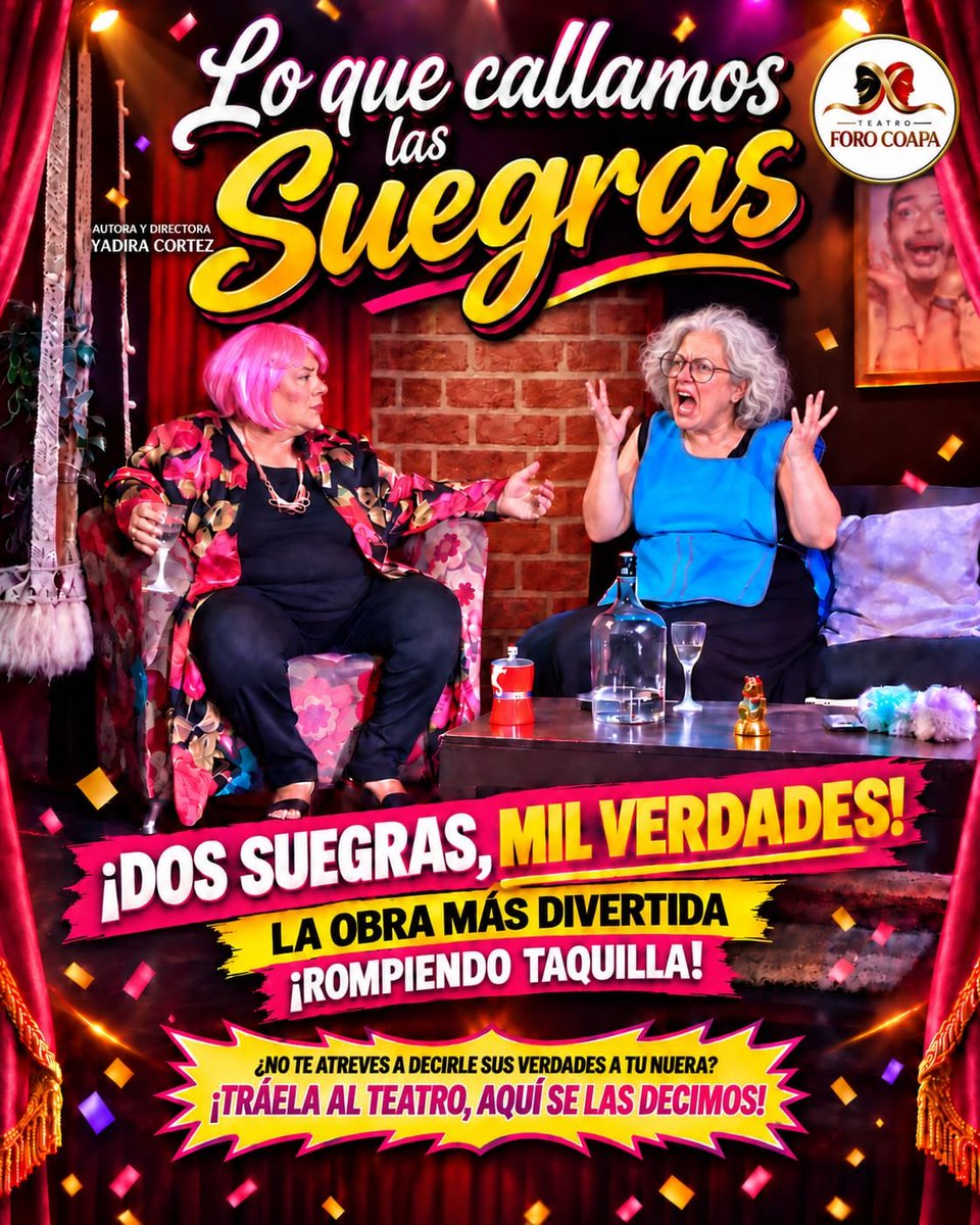 mujersina's tweet photo. Amigos Hoy Hay Teatro vengan a verme a esta gran comedia divertidísima, sólo somos 2 actrices en escena para hacerles pasar un gran momento de risas y por qué no? Con un mensaje sobre el trato a los adultos mayores Hoy a Las 6 de la tarde y mañana 6.30 Los Esperamos! @jairocalixto @venalteatroMX @perrostristes