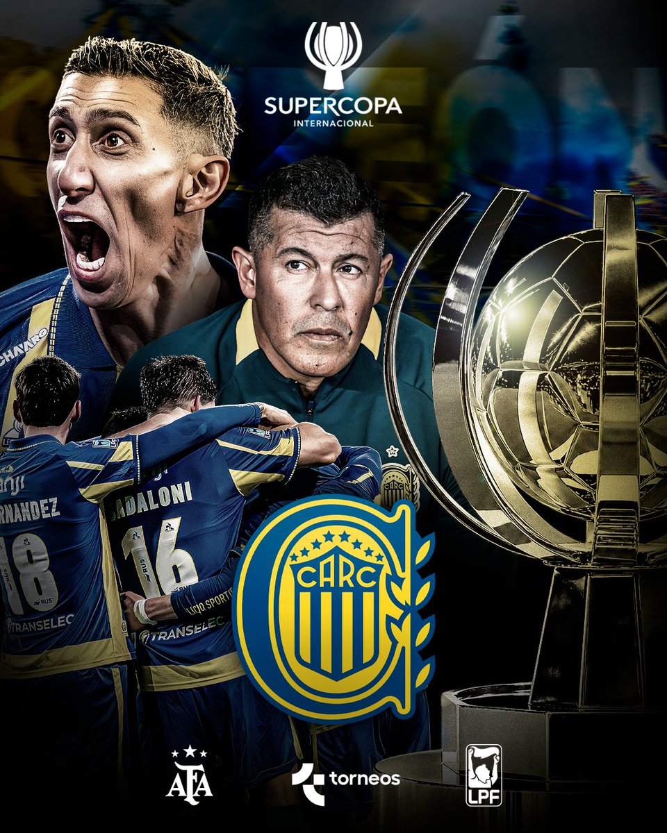 LigaAFA's tweet photo. 🇺🇦🙌 ¡Felicitaciones Canalla! @RosarioCentral derrotó a Estudiantes y se consagró CAMPEÓN de la #SupercopaInternacional 🏆 https://t.co/wYCHnYI5nq