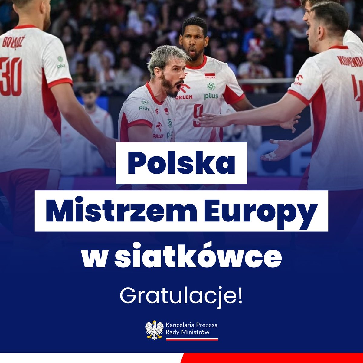 PremierRP's tweet photo. Reprezentacja Polski najlepszą drużyną w Europie! Gratulacje! 🥇🇵🇱 https://t.co/m5jmwIa6GC