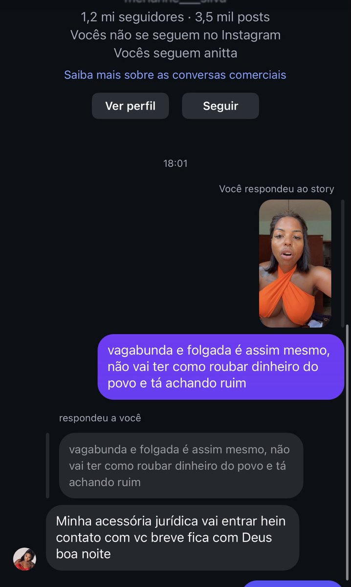 vicqssx's tweet photo. fui responder um story daquela merianne  divulgadora do tigrinho e ela não gostou https://t.co/CbMHTKQHSL