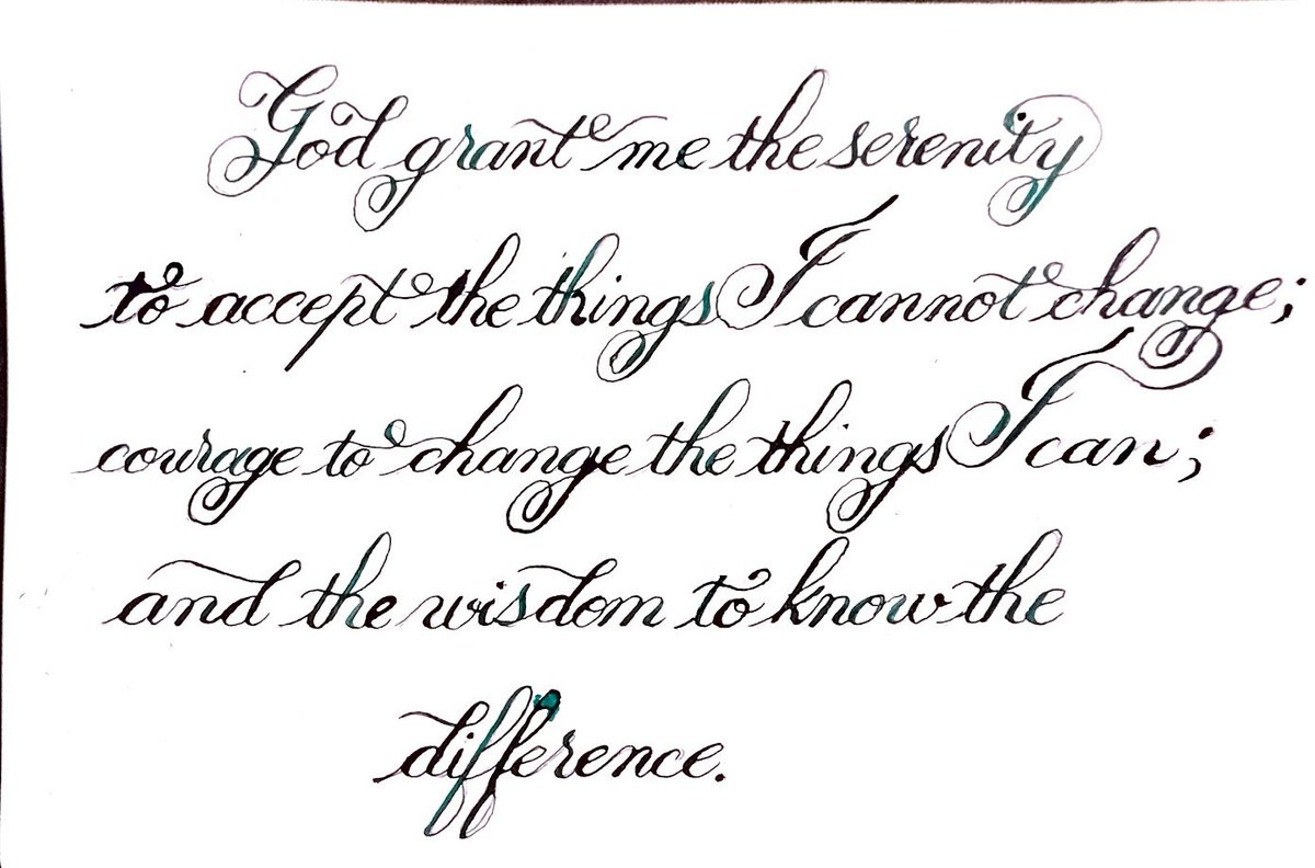 Scribbleknut's tweet photo. #Calligraphy #SerentityPrayer

God grant me the serenity
to accept the things I cannot change;
courage to change the things I can;
and the wisdom to know the difference https://t.co/TYiPwN9Kx8