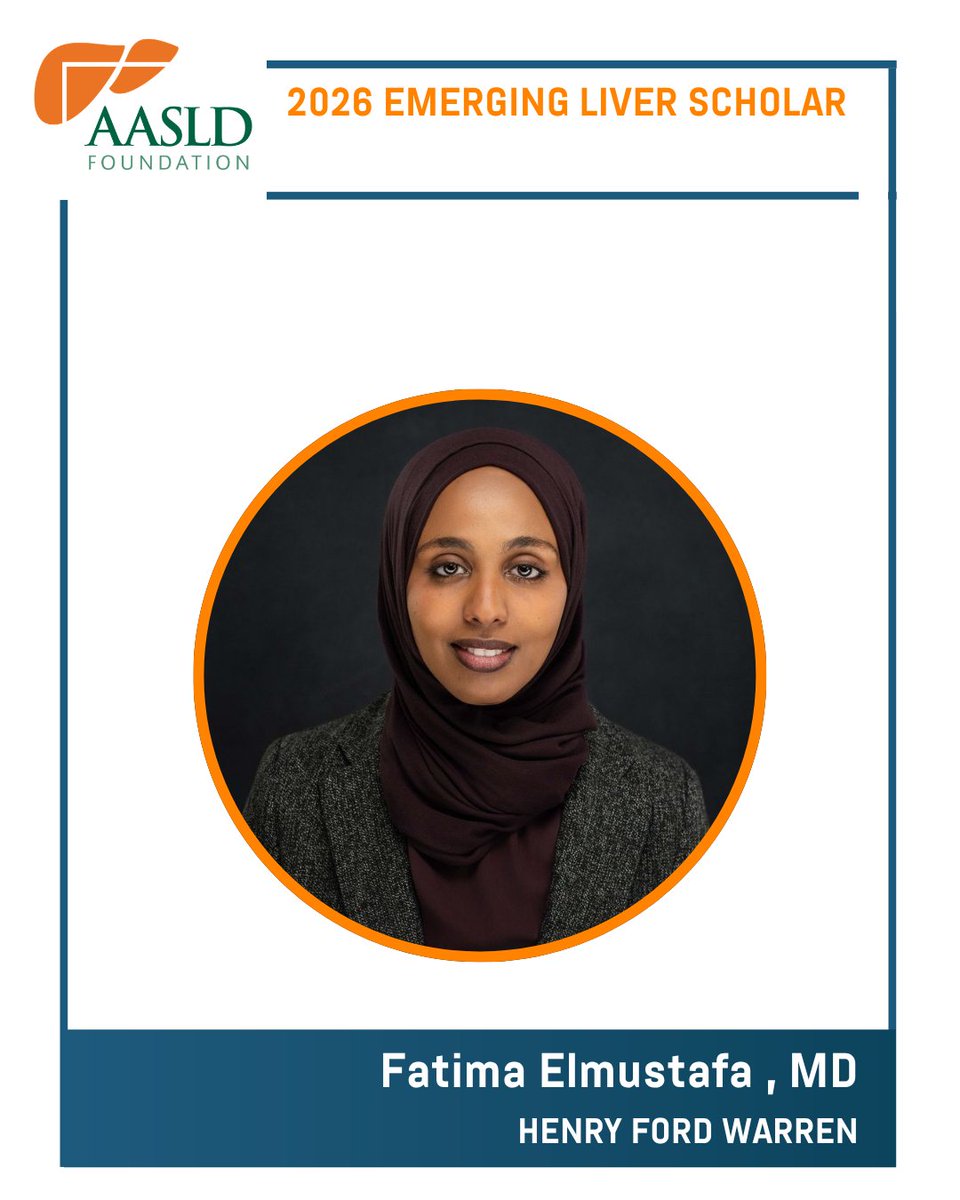 AASLDFoundation's tweet photo. 🎉 Join us in congratulating Fatima Elmustafa, MD @FatimaElmus; Leith Ghani, DO @LeithGhani; Farinaz Ghodrati, MD; and Prajwal Gowda, MD, recipients of the #EmergingLiverScholar Award! 👏

Learn more about this year’s award recipients: https://t.co/aUVuXkp7Ns https://t.co/XGcT7un6X5