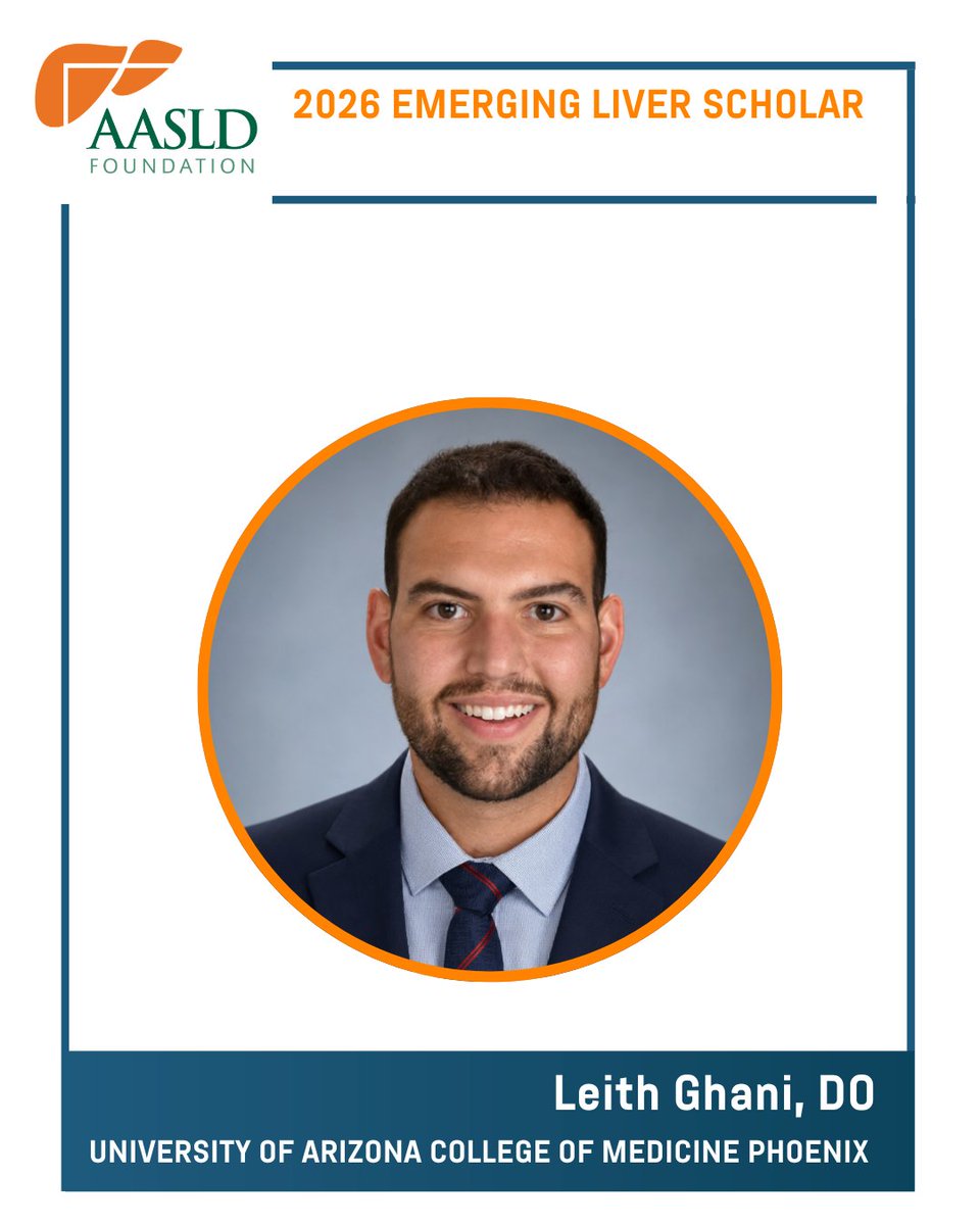 AASLDFoundation's tweet photo. 🎉 Join us in congratulating Fatima Elmustafa, MD @FatimaElmus; Leith Ghani, DO @LeithGhani; Farinaz Ghodrati, MD; and Prajwal Gowda, MD, recipients of the #EmergingLiverScholar Award! 👏

Learn more about this year’s award recipients: https://t.co/aUVuXkp7Ns https://t.co/XGcT7un6X5
