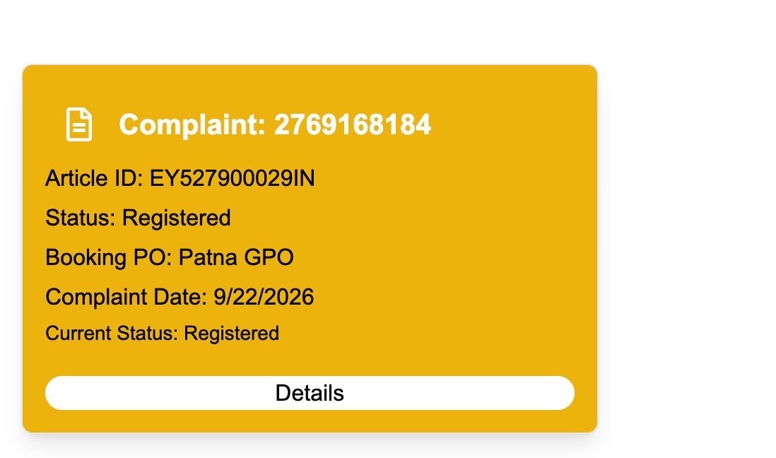 DeepakP92641621's tweet photo. @JM_Scindia @IndiaPostOffice 25days and counting for the parcel sent from India to Netherlands. Complaint resolution time exceeded no response . Parcel is lost .Nobody listens . 25 years and India post still rocks . We are vishwa guru . Hope this parcel reaches me after 25 years. https://t.co/UZS5HskrrX