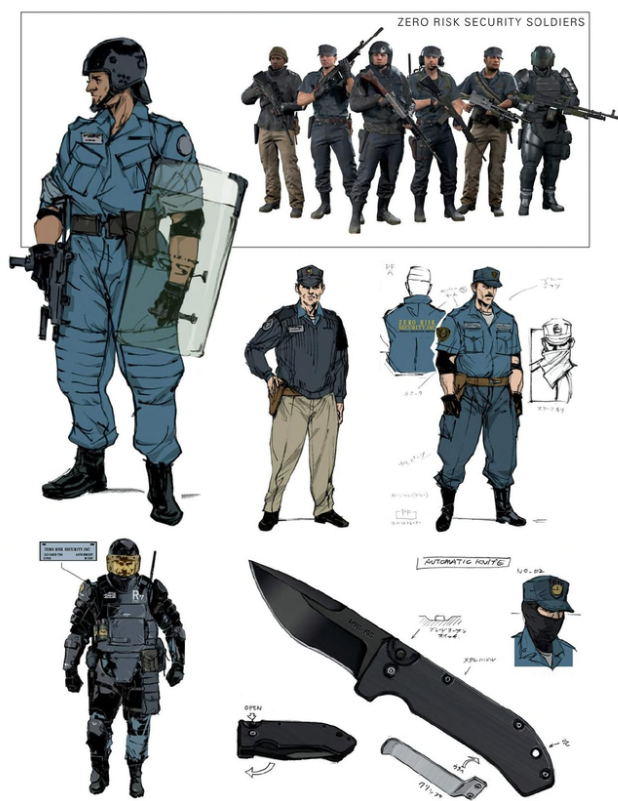 ShinkawaArt's tweet photo. Zero Risk Security PMC, for Metal Gear Solid V: The Phantom Pain (2015). https://t.co/iaduG9rpa1