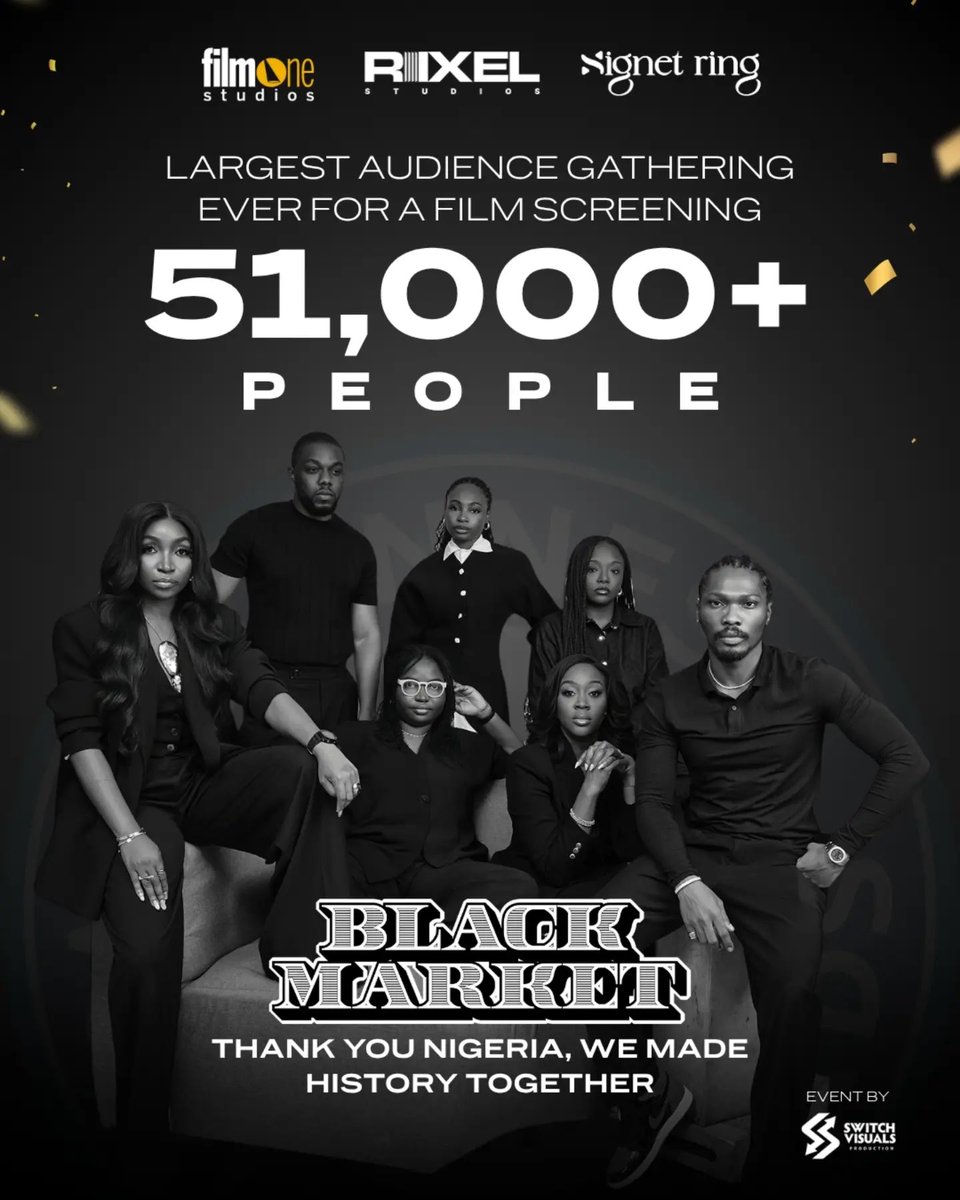 dadaomowunmi's tweet photo. GUINESS WORLD RECORD HOLDERS 🎉💃🏽🎊
Largest audience to watch a film in the world
Thank you Lagos
THANK YOU NIGERIA
#watchblackmarket https://t.co/CwN8WILe7Q