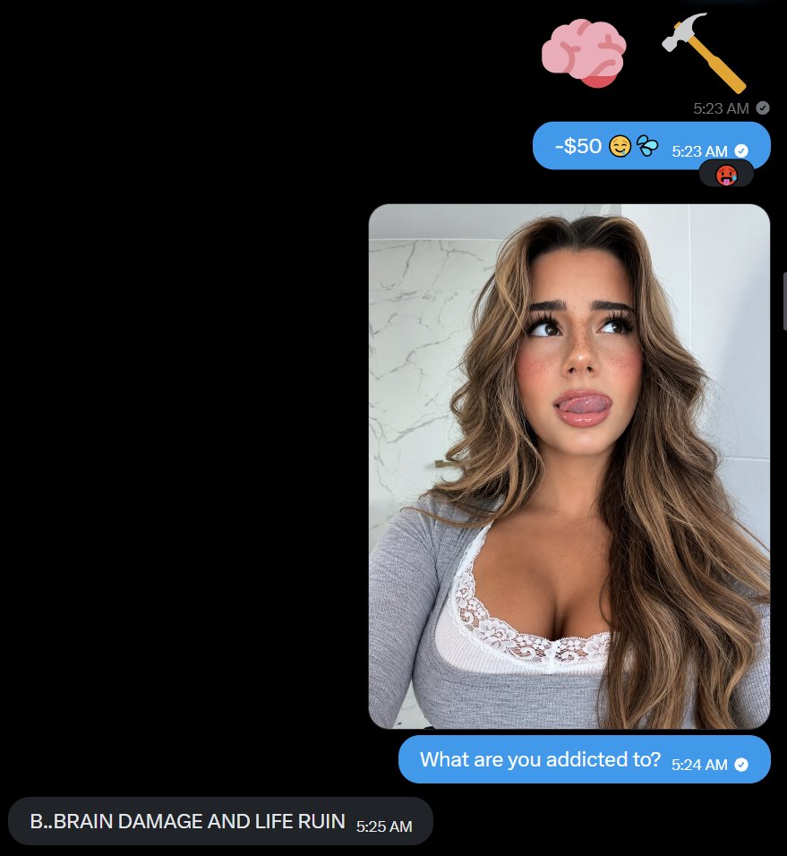 SalaryMogger's tweet photo. You're addicted to brain damage 🧠🔨

You're a brain damage addict 🤤🥰 https://t.co/444rNnNdY1