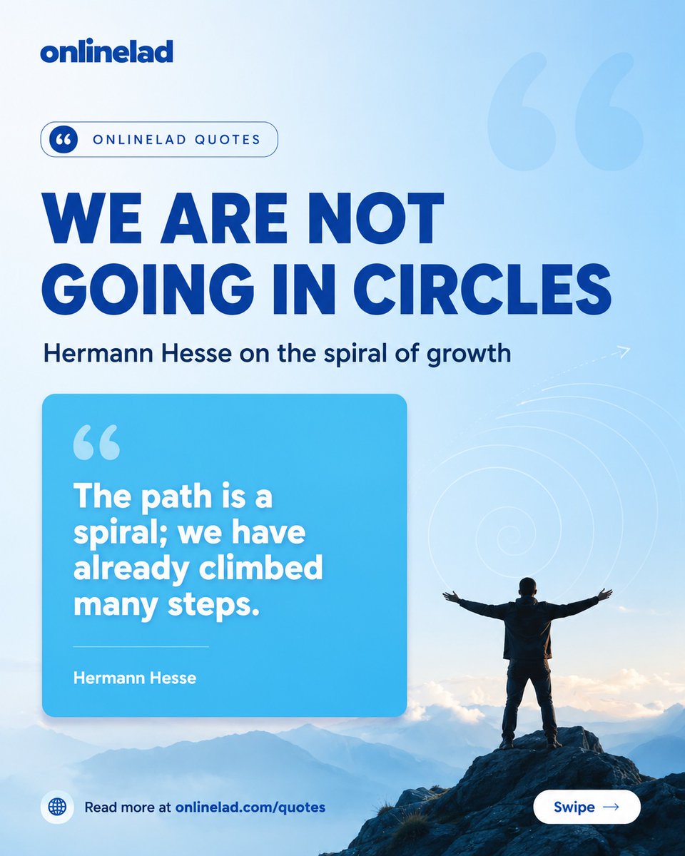 BeckieVisvardis's tweet photo. We are not going in circles; we are moving upward. The path is a spiral, and we have already climbed many steps. ”

Hermann Hesse

Returning to familiar ground does not mean returning to the beginning. The same question may come back, but the https://t.co/rnGsitImCC