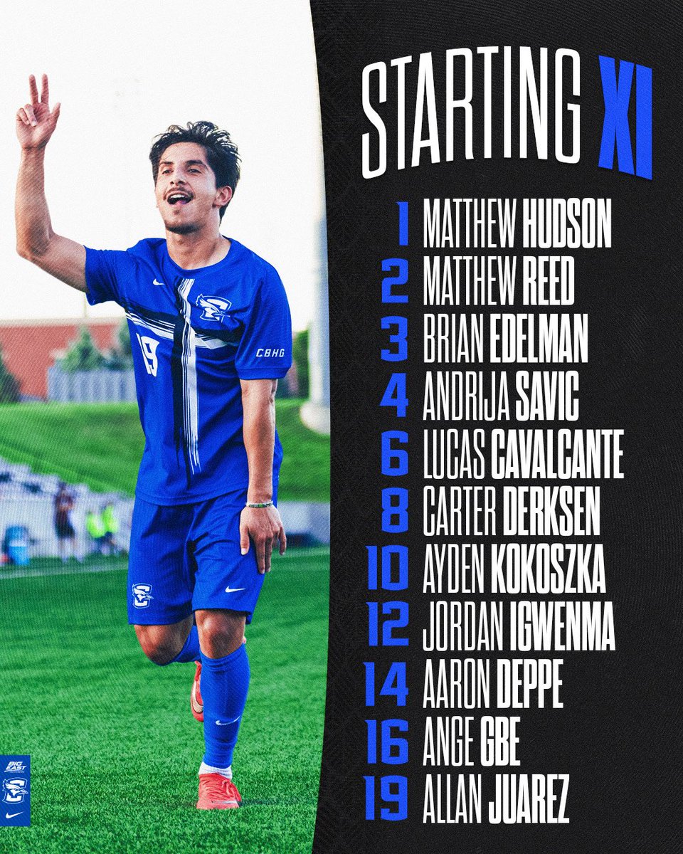 creightonmsoc's tweet photo. Starting 1️⃣1️⃣
#GoJays #CreightonMSOC https://t.co/u99pR1Ha9G