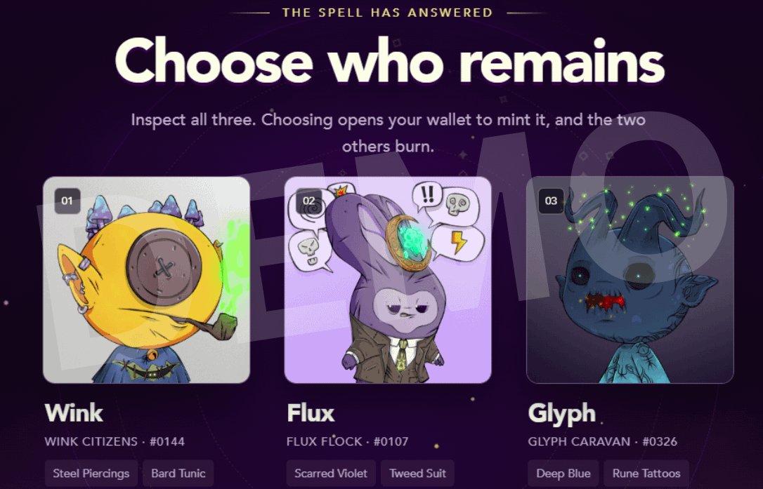 Adt_addict's tweet photo. When else can you choose your PFP and pick its rarity?

You decide
You choose what lives

Grimoire hands you 3 PFP

You decide which one lives ( minted )
Two go to the cemetery ( burned )

Choose wisely
One lives
Two are buried

@chefgoose @Everdraw_RPG https://t.co/XnwQ13fNOc
