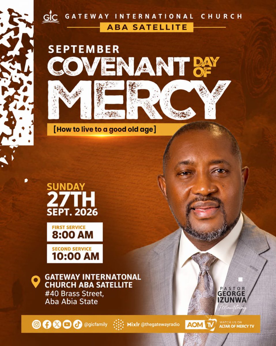 GICfamily's tweet photo. Dearly beloved, tomorrow is our COVENANT DAY OF MERCY! 🙏

📖 Psalm 91:16
Learn HOW TO LIVE TO A GOOD OLD AGE!
Come expectant as we welcome you to our Sunday service for VISIBLE, NOTABLE &amp; UNDENIABLE CHANGE!
🕗 8AM | 🕙 10AM
Jesus Exceeds Expectations!

#Gicfamily #sundayservice https://t.co/EpK5OmJYSy