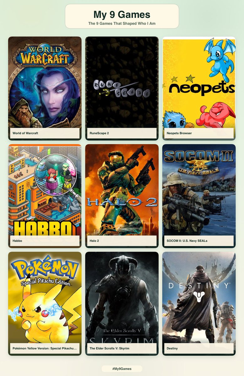 CK_Eidolon's tweet photo. Me and the 9 games that shaped me (this was tough, LoL &amp; OW should be here too…) https://t.co/cjVDP3WwmW