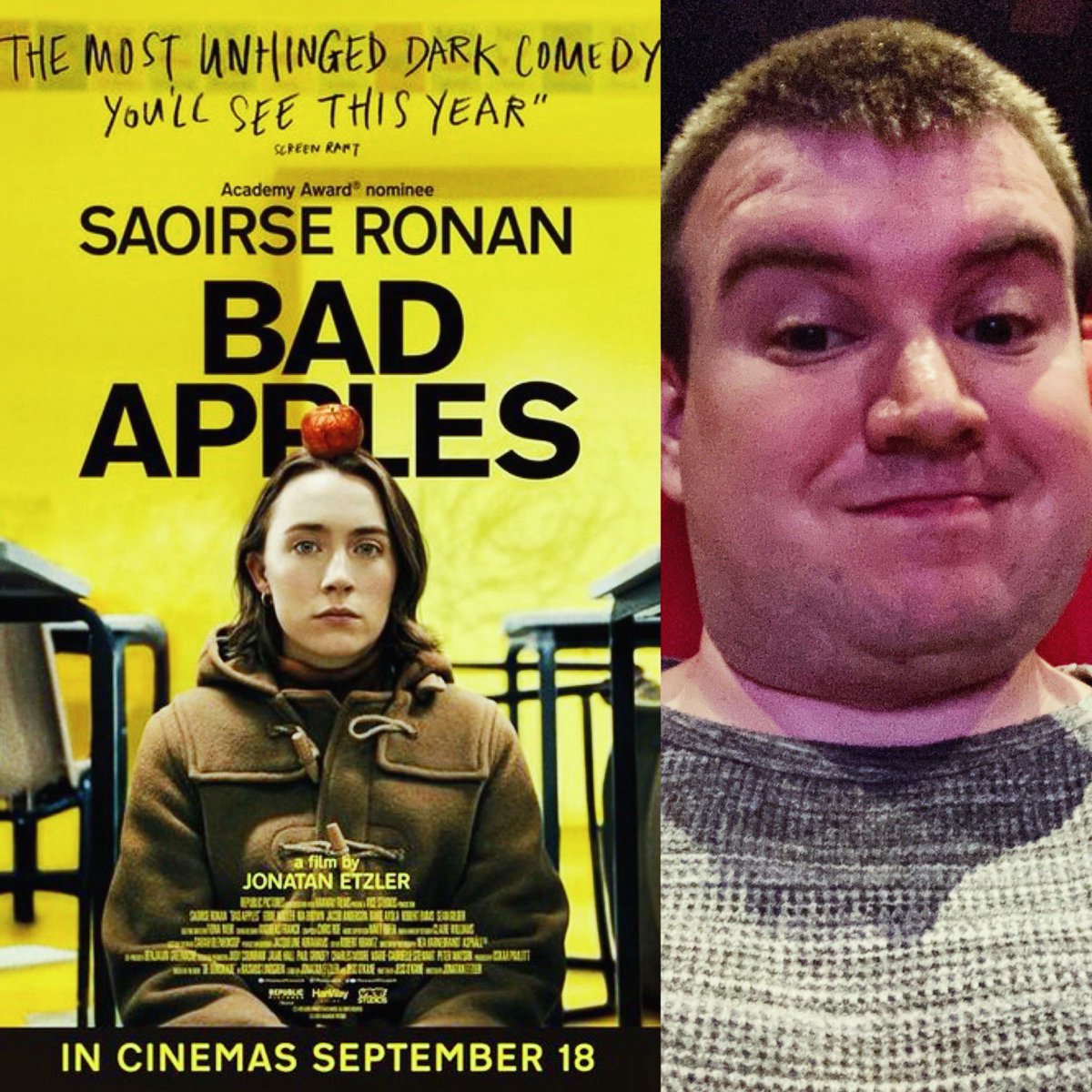 SeanB102's tweet photo. Bad Apples (2025): Struggling primary school teacher Saoirse Ronan kidnaps unruly student Eddie Waller in this overwhelmingly tense and somewhat comedic drama that debates the topics of discipline to children & mob mentality. Ronan gives a fantastic central turn. 9/10 #BadApples https://t.co/YivUsTEIMf