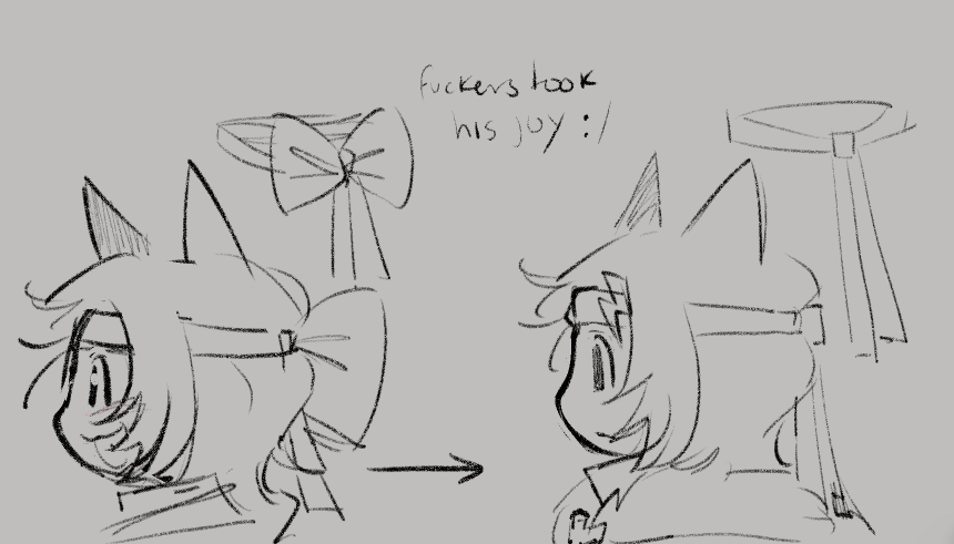 rawrzcc's tweet photo. "I wanted to let you know that I ADORE how you draw Spoke with his headband tied into a bow😭😭😭😭 he's literally so cute" -> THANK YOU SO MUCH its one of my favorite things about drawing him 🥹 !!!! heres a little doodle i have from like a week ago about his bow thingy https://t.co/OlTVCftLwX
