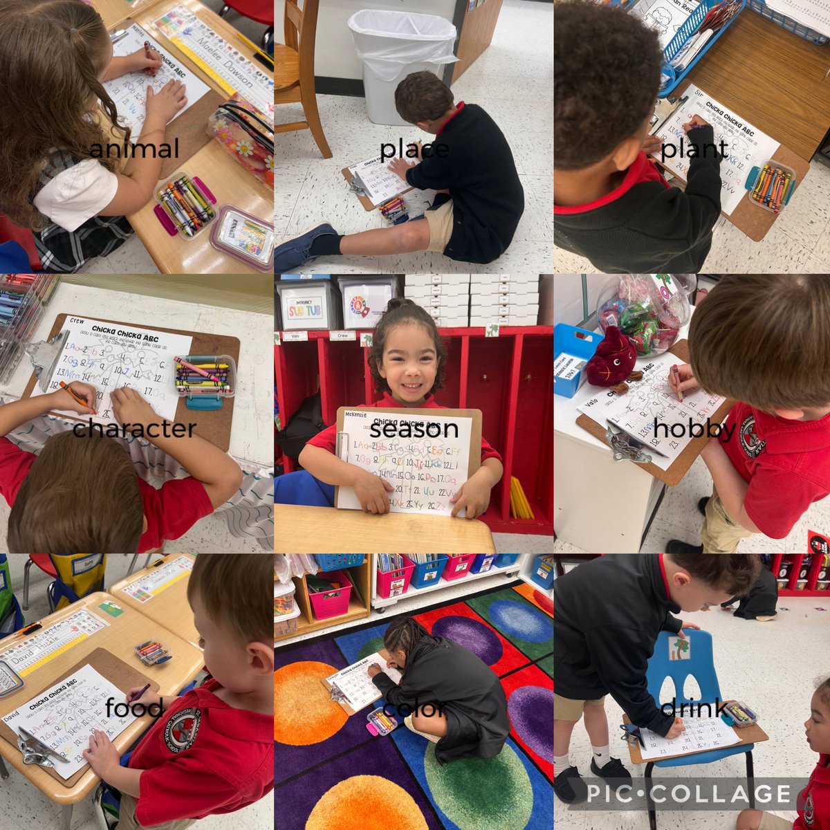 SSRCStrong's tweet photo. Chicka Chicka Boom Boom Find the Letters Around the Room 🌴✍️ Kindergarten completed their first ‘Write the Room’ activity today while strengthening their handwriting/fine motor skills. https://t.co/Azi1Gj9CIW